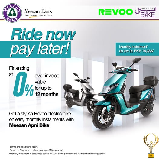 Meezan Bank Offers Revoo E-Bike on 0% Markup – Own It for Rs. 14,333Month